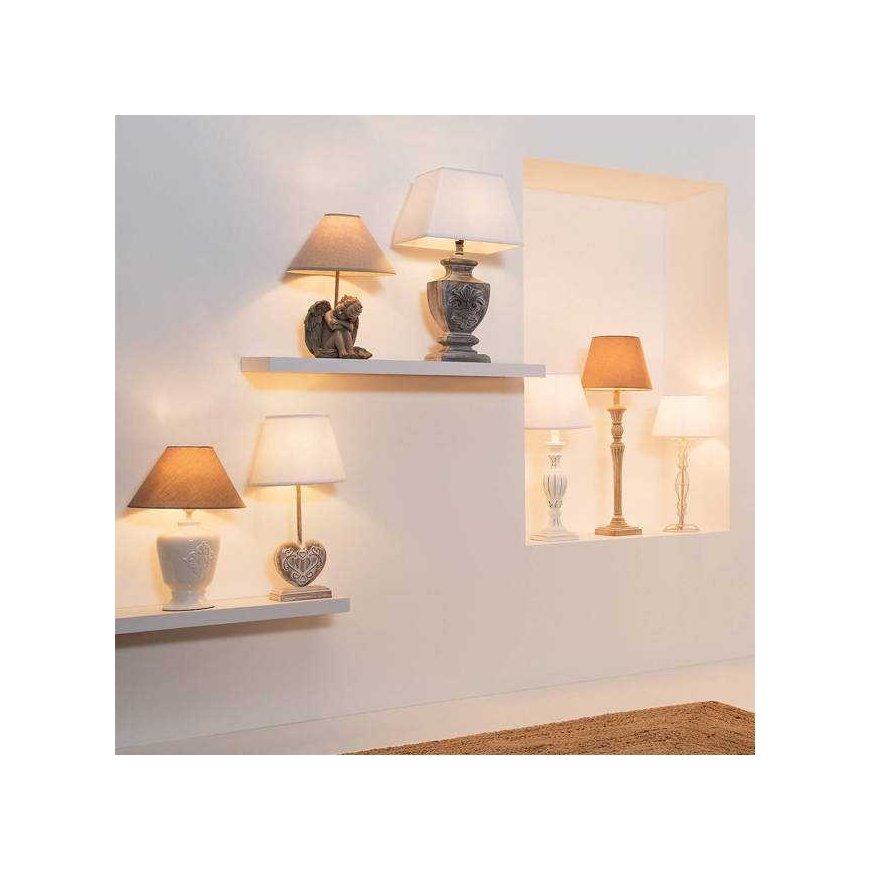 Valaisin Pöytävalaisin PATINE BLANC varjostimella, 55 cm – 3