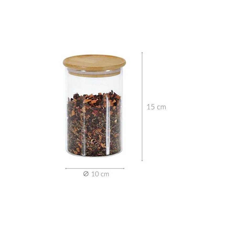 Kesper Container for bulk products, glass/bamboo, 800 ml, D 10 cm, H 15 cm, pcs. – 2