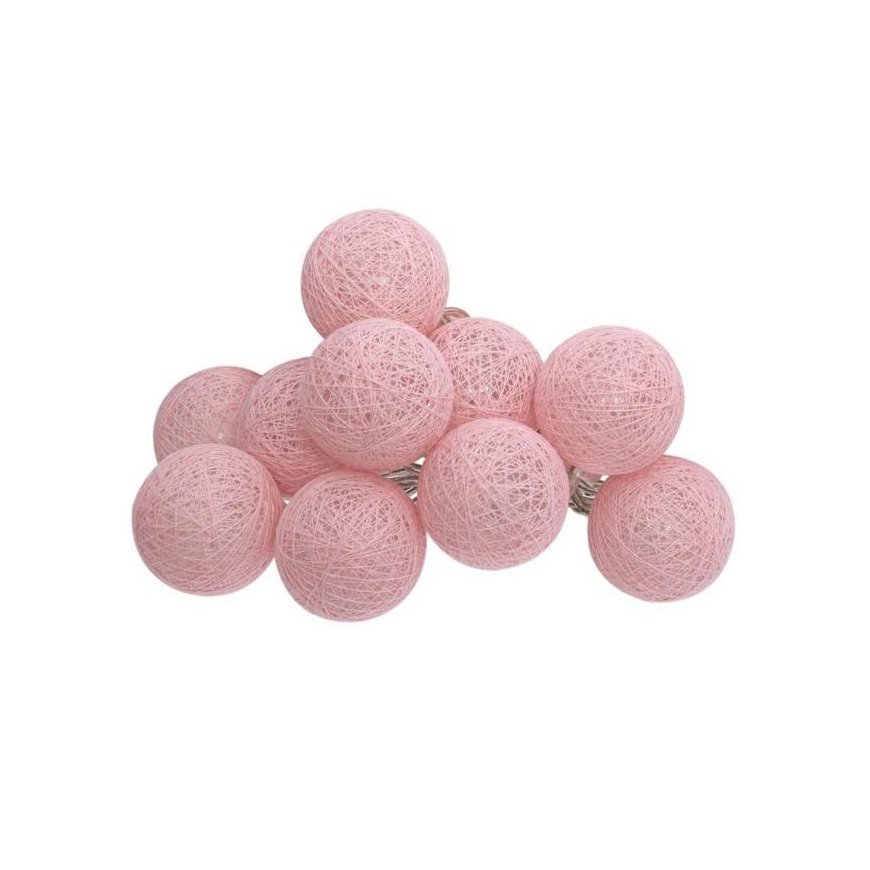 Pink Šviesos girlianda, Šviečiančios LED kulkos, 10 vnt., Šviesiai rožinė