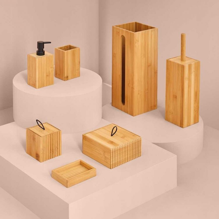 5five Simply Smart Bamboo Šepetys skirtas TERRE wc, su bambuko stovu – 2