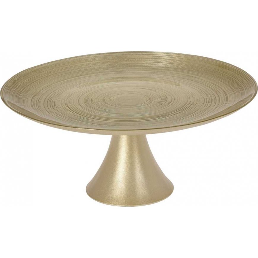 KOOPMAN Gold glass plate on a leg 28 cm