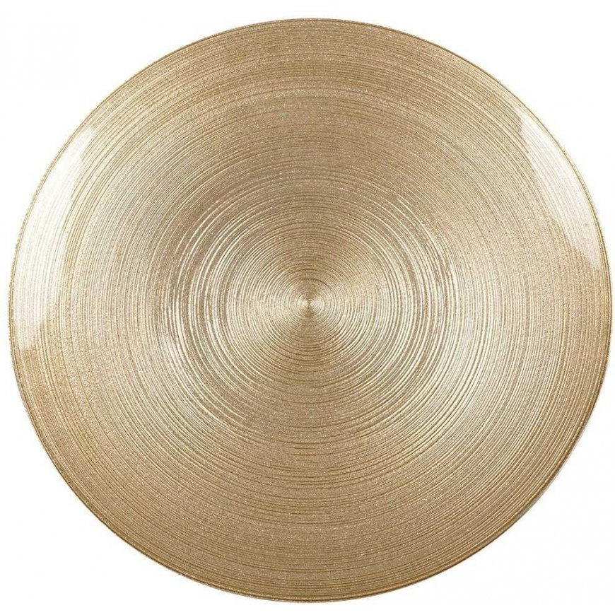 KOOPMAN Gold glass plate on a leg 28 cm – 3
