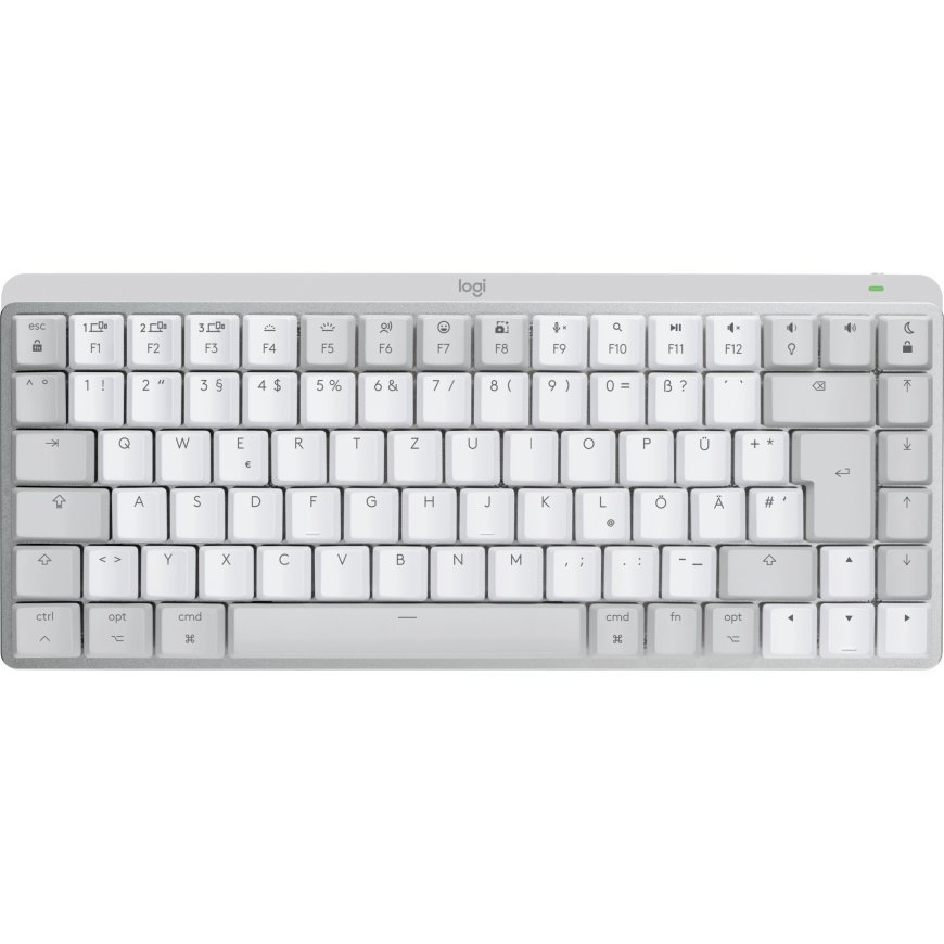 Logitech MX Mini Mechanical for Mac tastatūra Birojs Bluetooth sistēma QWERTZ Vācu Pelēks, Balts