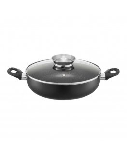Frying pan deep with a lid with coating Qualum Basic Stone Edition Oro 28 cm / 4l AMBITION