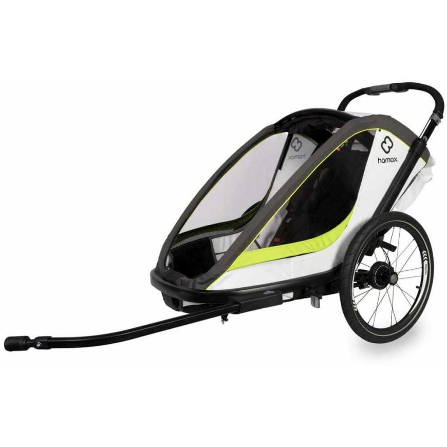 Hamax Breeze One - single 2in1 bicycle trailer for one child | White/Green – 2