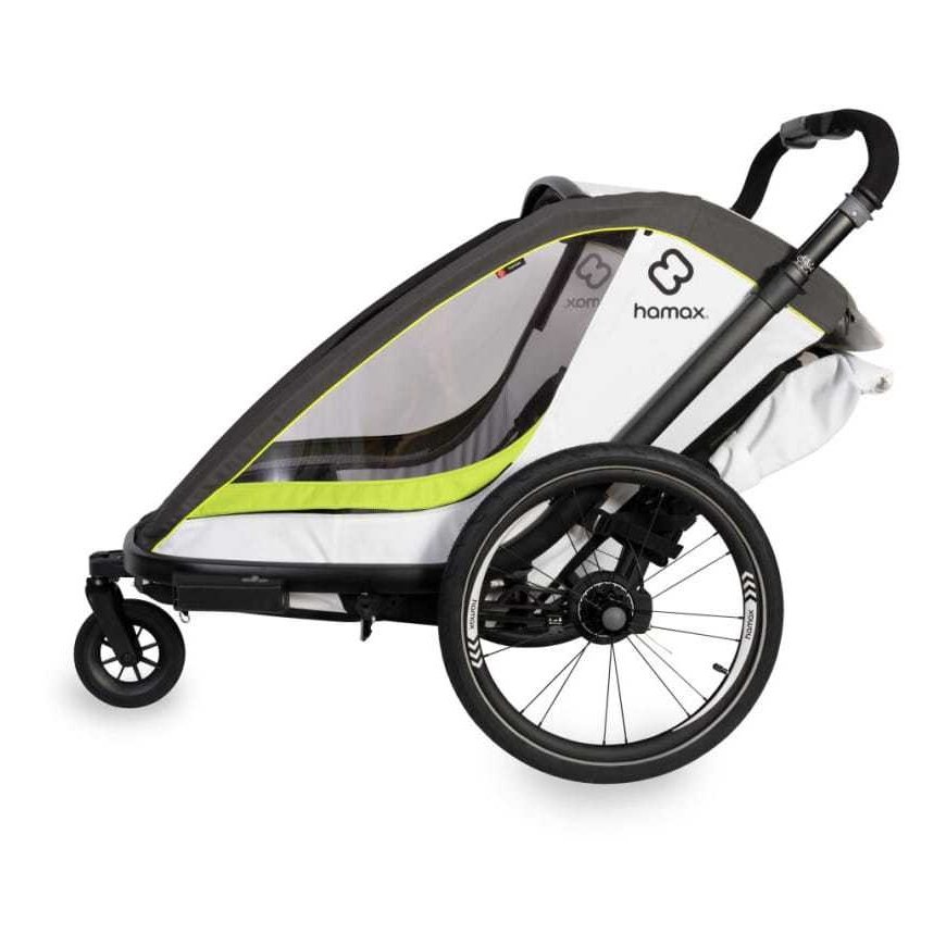 Hamax Breeze One - single 2in1 bicycle trailer for one child | White/Green – 3
