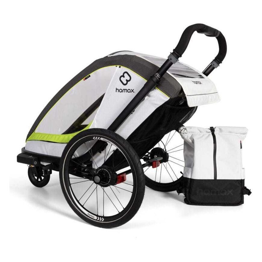Hamax Breeze One - vienvietė 2in1 dviračio priekaba vienam vaikui | Balta/Žalia – 5