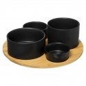 Bamboo Stone Snack Bowl Set on Bamboo Tray Bamboo Stone Snack Bowl Set on Bamboo Tray