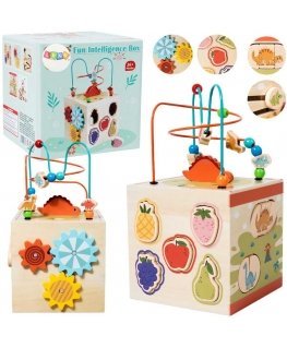 Lean Toys Educational cube sensory sorter 5 levels wooden