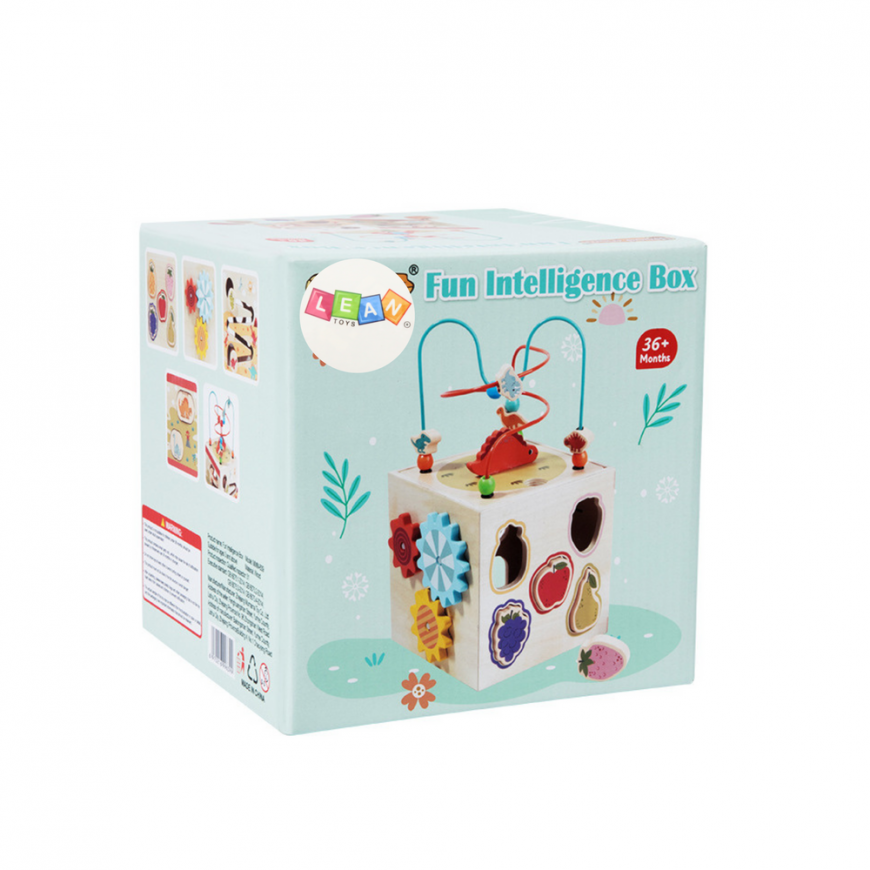 Lean Toys Mokomasis kubas sensorinis rūšiuotojas 5 lygių medinis – 3
