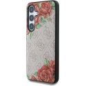 Case Guess Leather 4G Flowers Print Metal Classic Logo MagSafe Samsung Galaxy S25 pinkki Case Guess Leather 4G Flowers Print Metal Classic Logo MagSafe Samsung Galaxy S25 pinkki