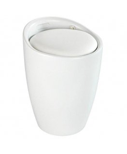 Laundry basket with seat CANDY, white, 2in1, WENKO
