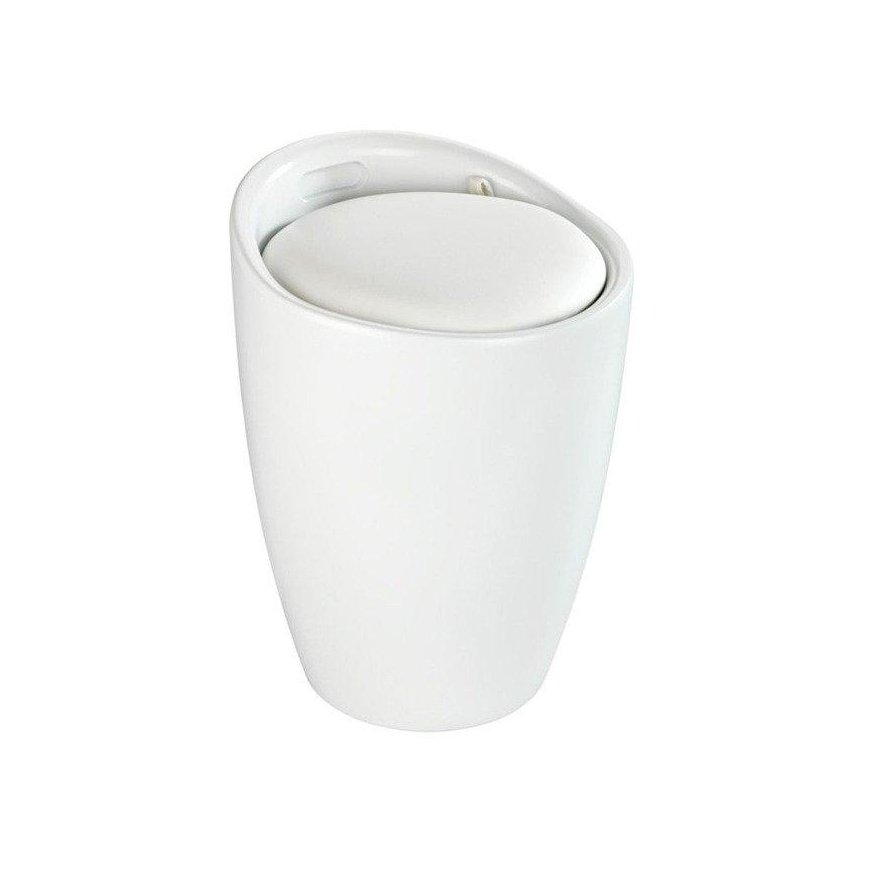 Laundry basket with seat CANDY, white, 2in1, WENKO