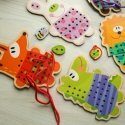 WOOPIE Green Wooden Shoelaces 5in1 Animals for Threading