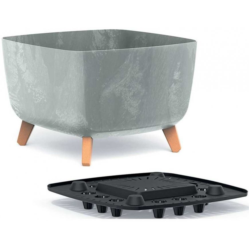 Prosperplast GRACIA SQUARE CONCRETE EFFECT FLOWER POT 24x24cm