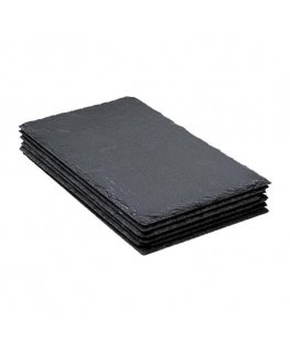 Secret De Gourmet Set of 6 Slate Plates, Finger Food Tiles, 18 x 30 cm