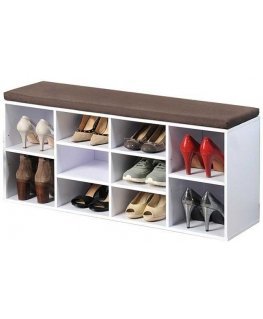 Kesper Shoe cabinet for the hallway, white chest of drawers with seat