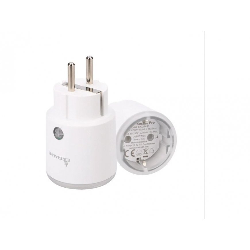 Extralink Smartlife Smart Socket SC Pro | Inteligentne gniazdko | Zigbee, Homekit, Tuya, 3680W