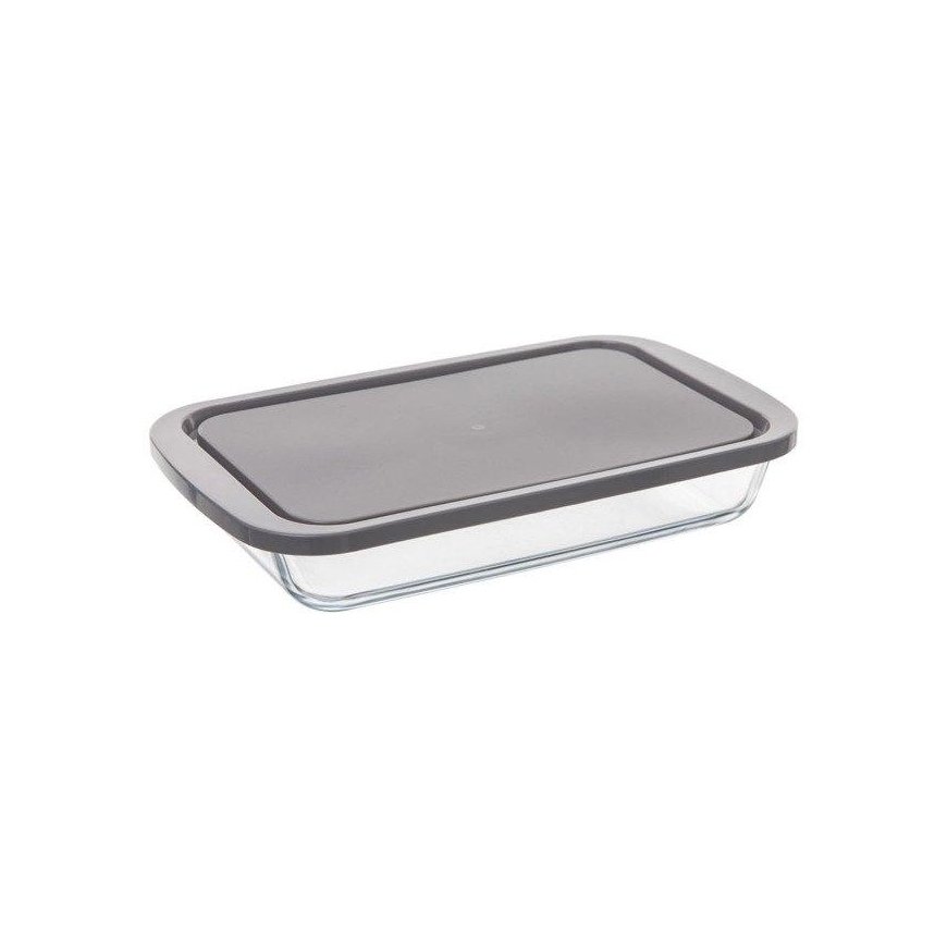Hygienic glass food storage container 29 x 18 cm with airtight lid RECT GLASS MOLD