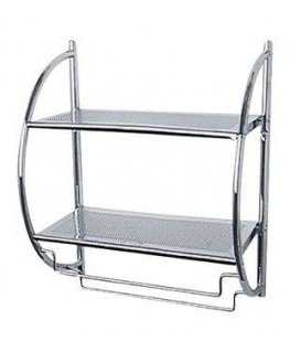 Wenko, Wall rack Chrome 2 shelves, Metal Steel, 45x55x25 cm, Chrome