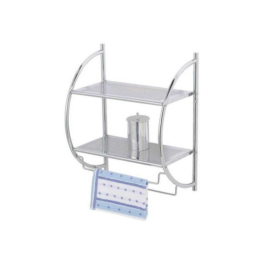 Wenko, Wall rack Chrome 2 shelves, Metal Steel, 45x55x25 cm, Chrome – 2
