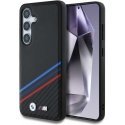 Kotelo BMW Nahka Tricolor Crossing Stripes MagSafe Samsung Galaxy S25 musta Kotelo BMW Nahka Tricolor Crossing Stripes MagSafe Samsung Galaxy S25 musta