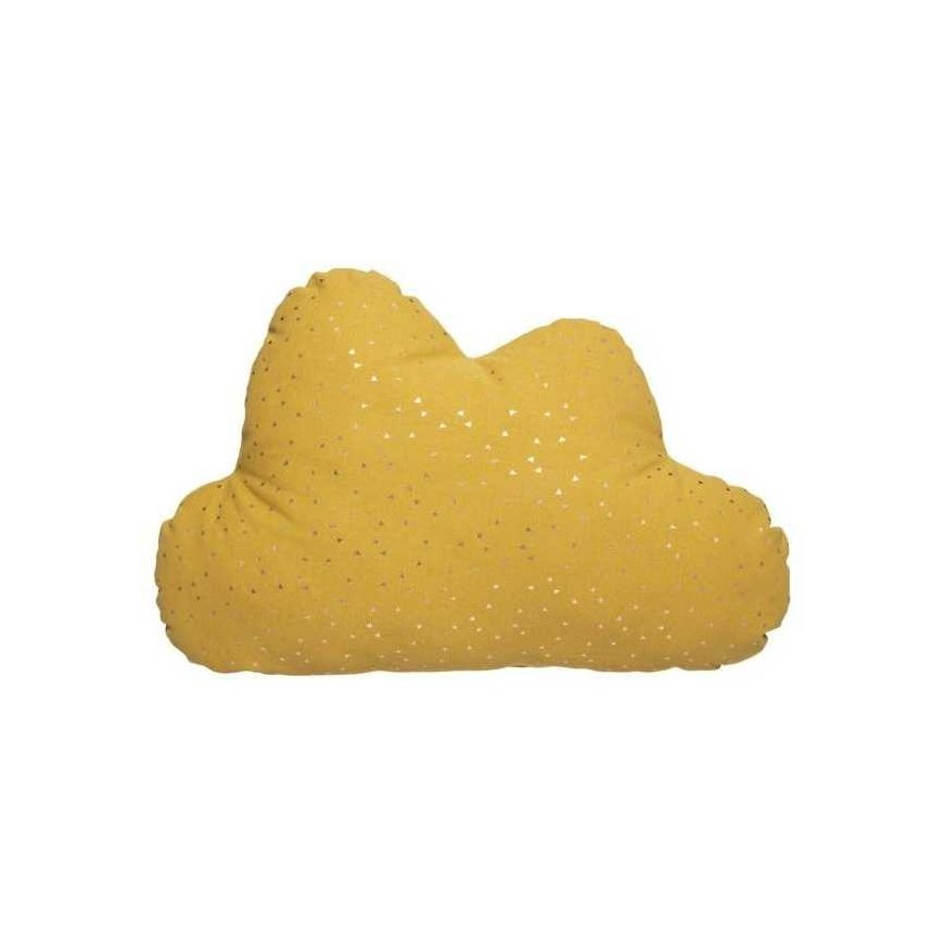 Atmosphera Cloud-shaped decorative pillow, yellow, cotton