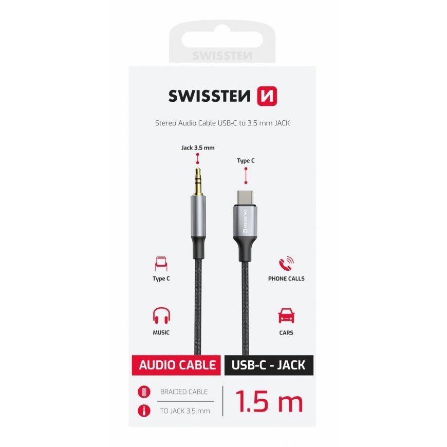 Swissten Audio Adapter Textile USB-C -