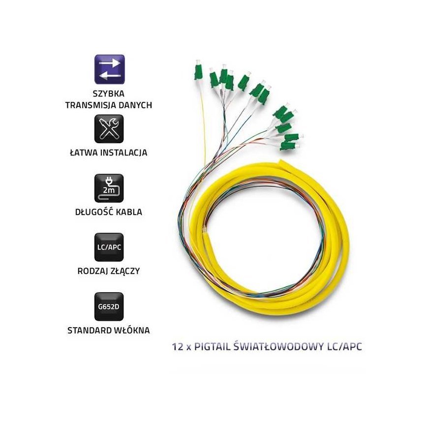 Qoltec 12 x LC/APC kuituoptinen liitäntäjohto | Yksitila | G652D | 2 vuotta – 4