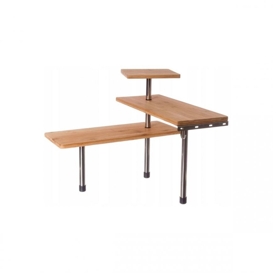 Bamboo Bamboo and stainless steel freestanding corner shelf for the kitchen, 3 levels and 4 ...