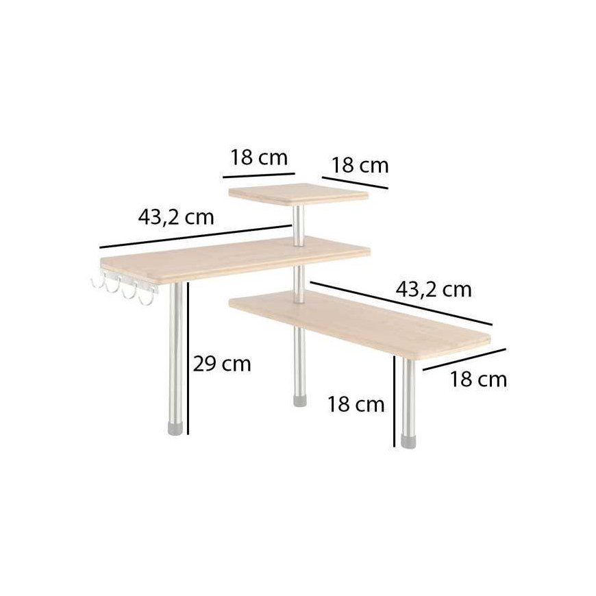 Bamboo Bambuko ir nerūdijančio plieno laisvai pastatoma kampinė lentyna virtuvei, 3 lygiai ir 4 ... – 3