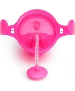 MUNCHKIN 207 ml gertuvė su šiaudeliu TIP&SIP STRAW, rožinė, 6+ mėn.
