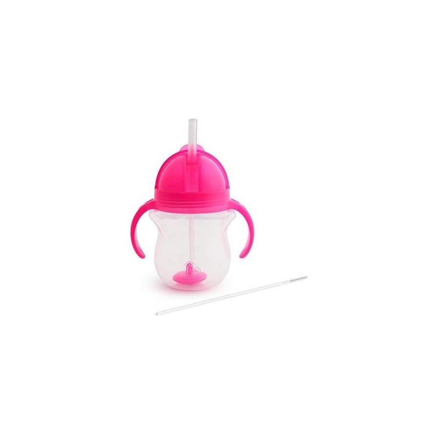MUNCHKIN 207 ml drinking bottle with straw TIP&SIP STRAW, pink, 6+ months – 3
