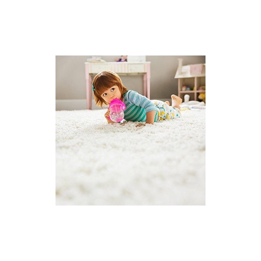 MUNCHKIN 207 ml juomapullo oljilla TIP&SIP STRAW, vaaleanpunainen, 6+ kk – 4