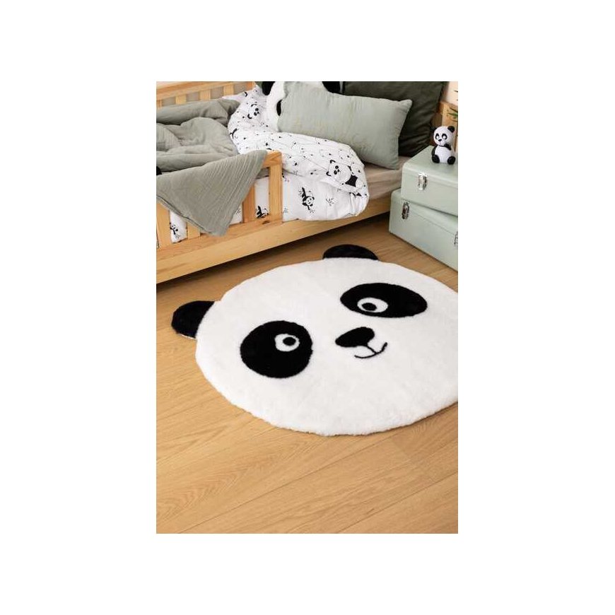 Round panda rug with ears SMILE, Ø 100 cm – 3