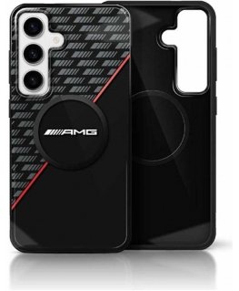 Mercedes Case AMG Double Layer Rhombs MagSafe for Samsung Galaxy S25+ black-red