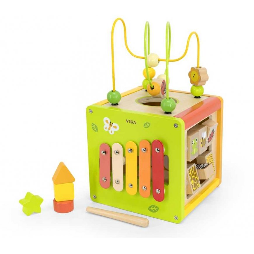 Viga 44716 5in1 educational cube with labyrinths and cymbals