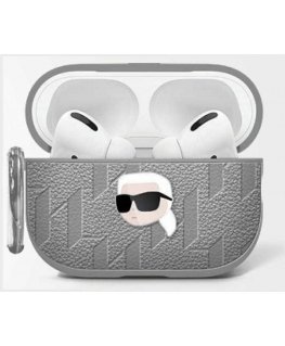 Karl Lagerfeld Monogram Karl Head Case for AirPods 4 silver