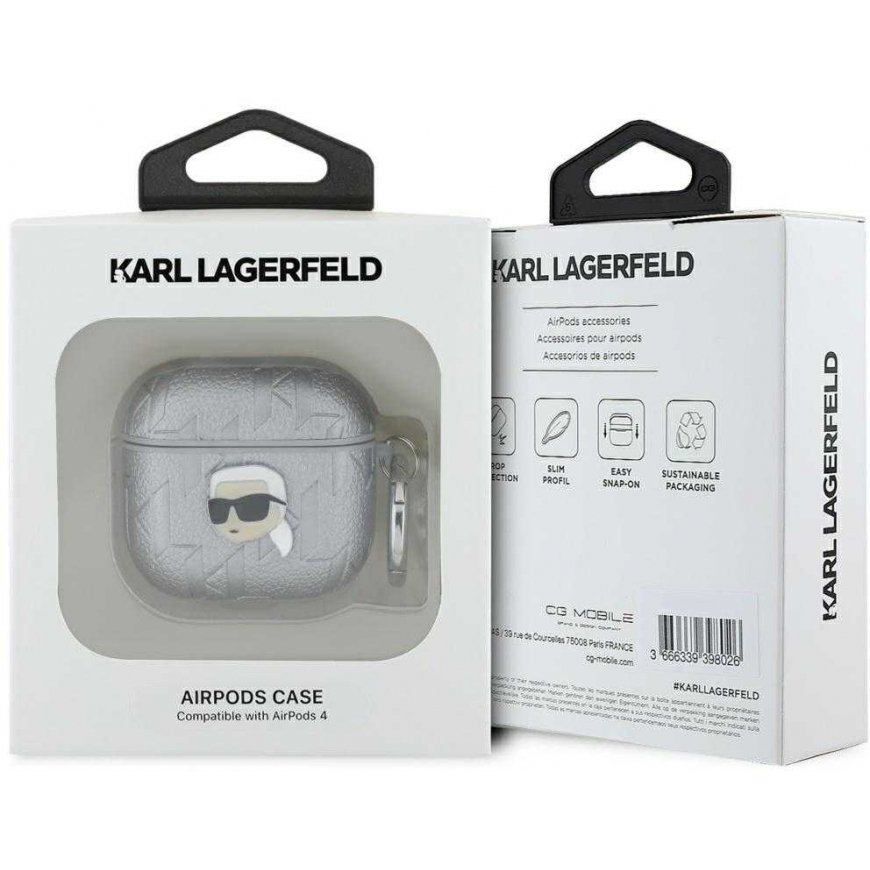 Karl Lagerfeld Monogram Karl Head Case for AirPods 4 silver – 5