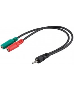 Goobay 50467 audio kabelis 0,3 m 3.5mm 2 x 3.5mm Melns, Zaļš, Sarkans