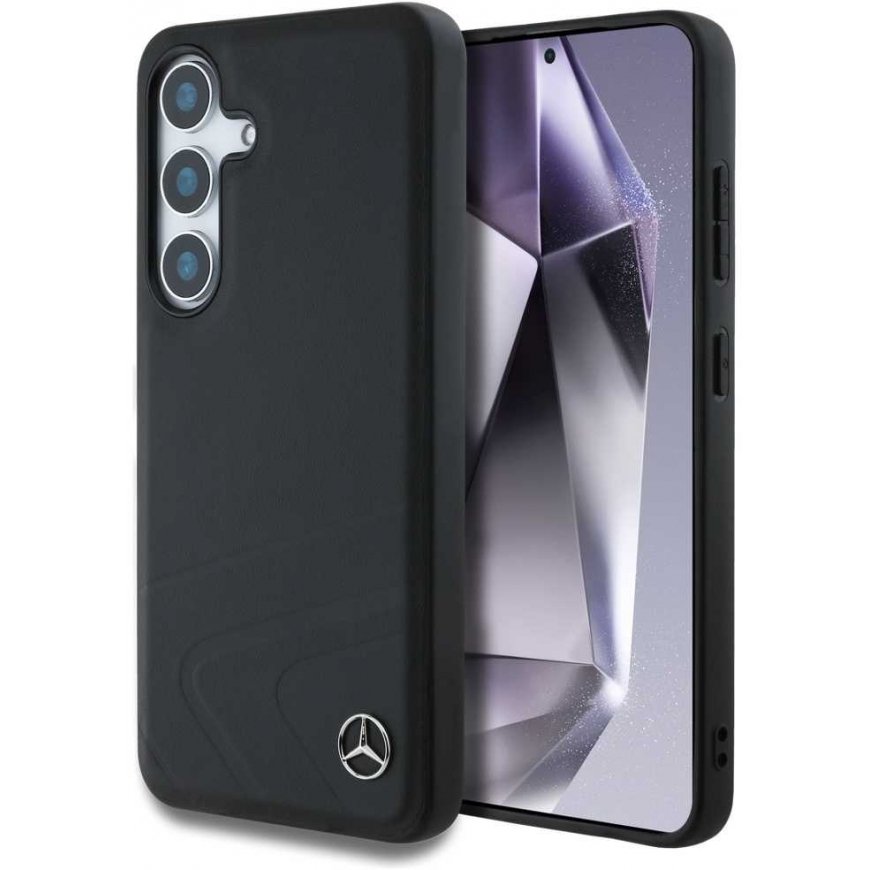 Case Mercedes Leather Horizontal Debossed Curves MagSafe for Samsung Galaxy S25 black – 3