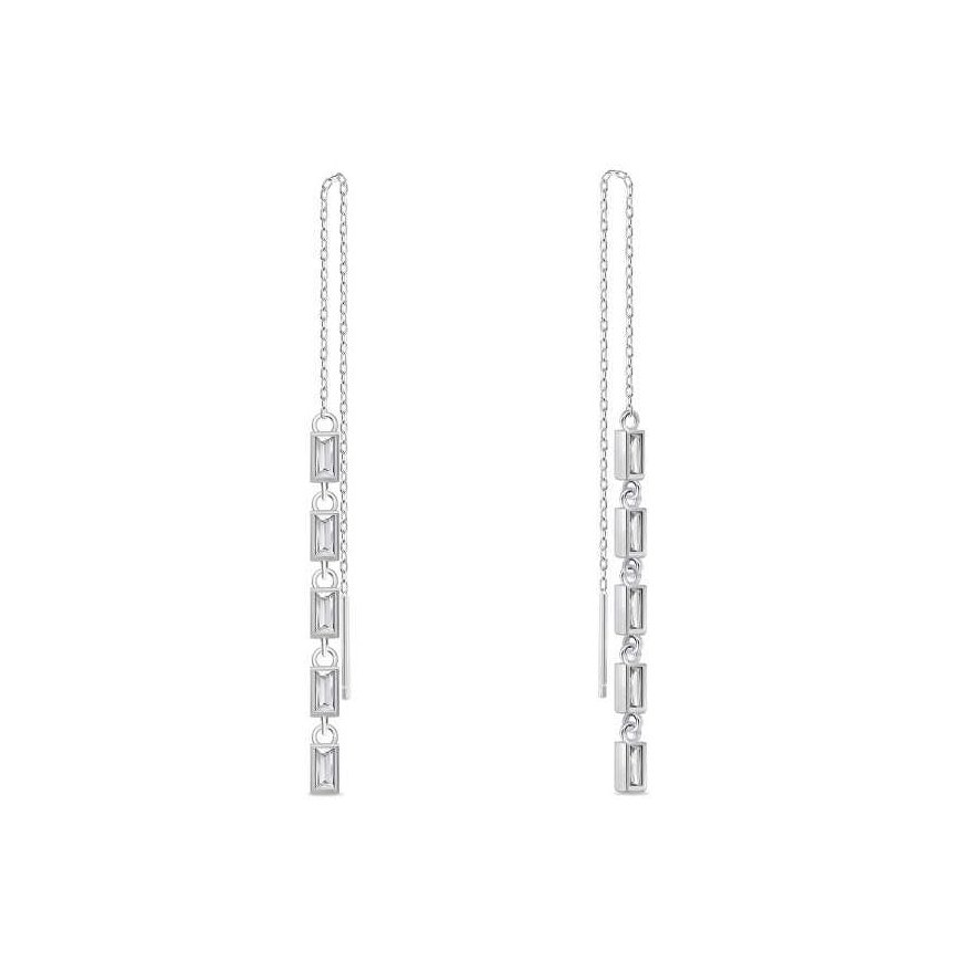 Brilio Silver Brilio Silver Sparkling chain earrings with clear zircons EA1009W