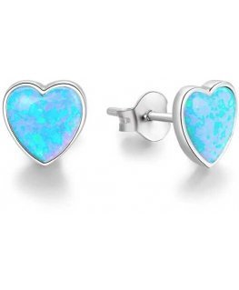 Beneto Silver Heart Earrings with Opal Crystals AGUP1186