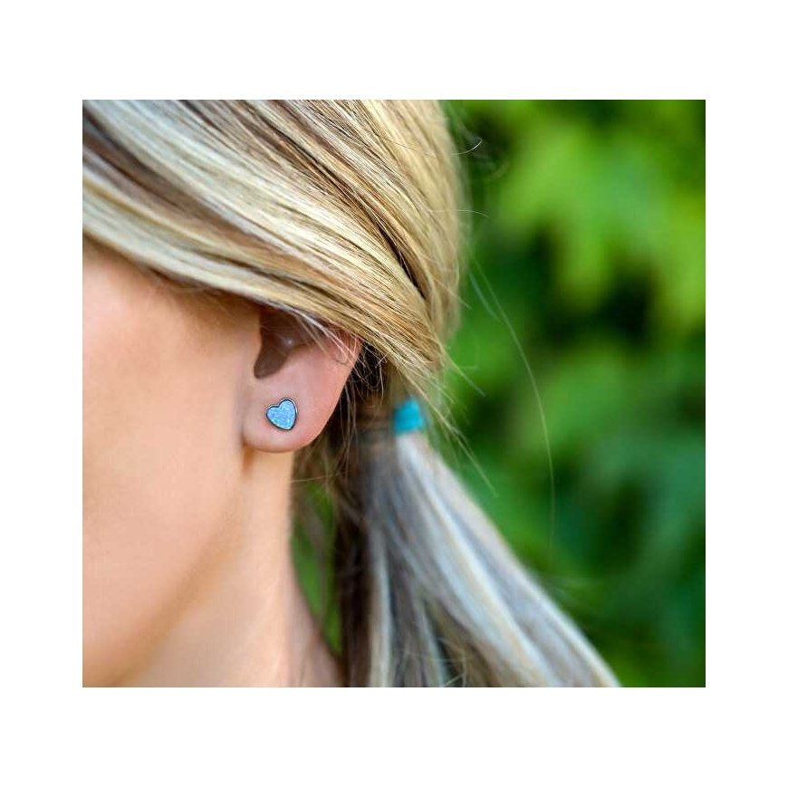 Beneto Silver Heart Earrings with Opal Crystals AGUP1186 – 2