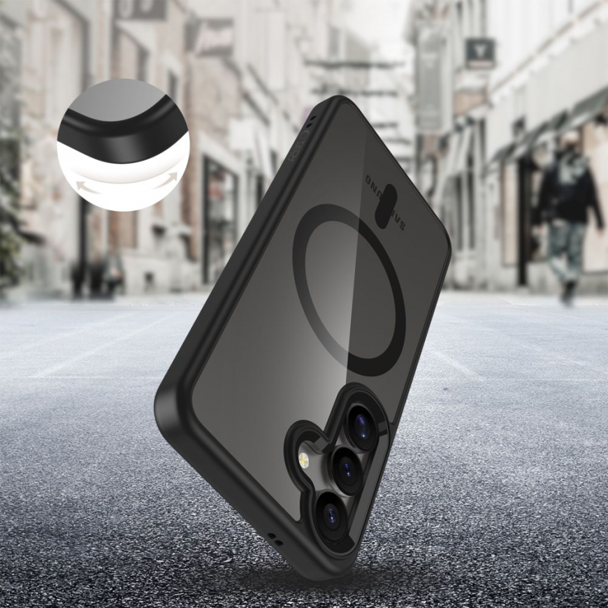 Case Tech-Protect Magmat Magsafe Galaxy S25:lle läpinäkyvä musta – 4