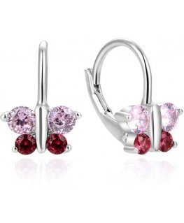 Beneto Decent silver earrings with zircons Butterflies AGUC634DL