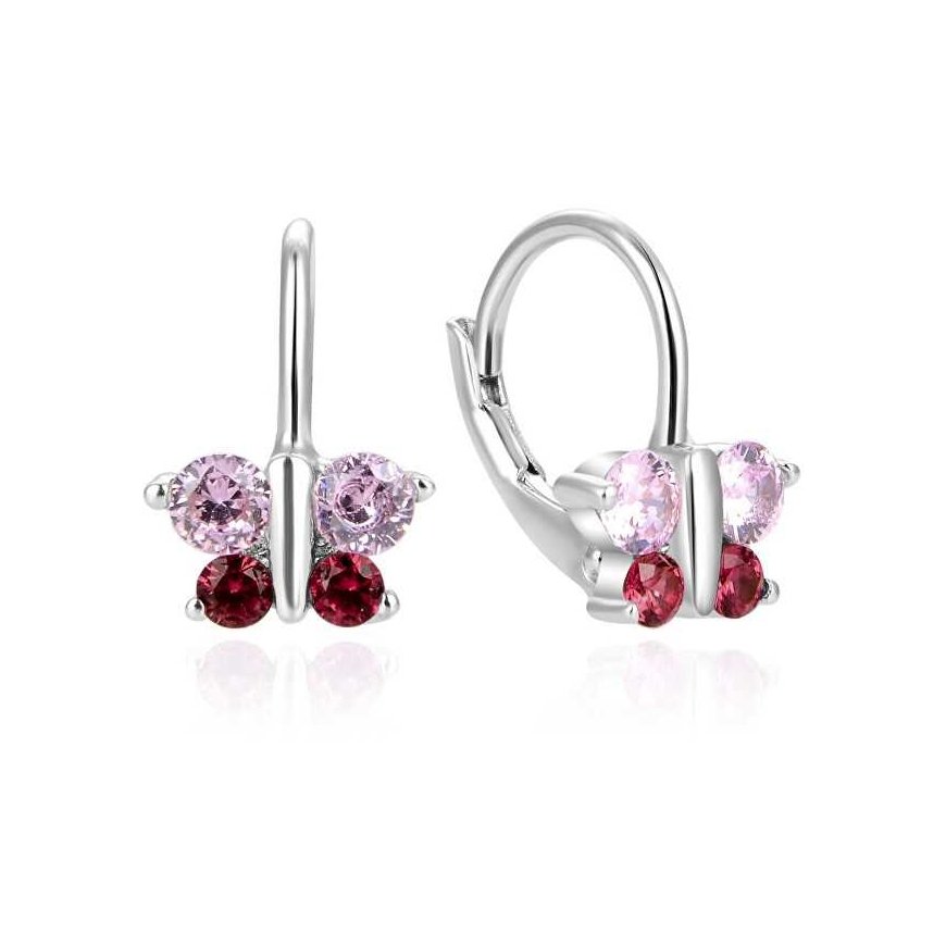 Beneto Decent silver earrings with zircons Butterflies AGUC634DL