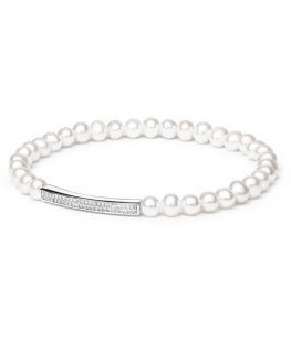 Silvego flexible pearl bracelet Noya with silver decor LPS19222BW