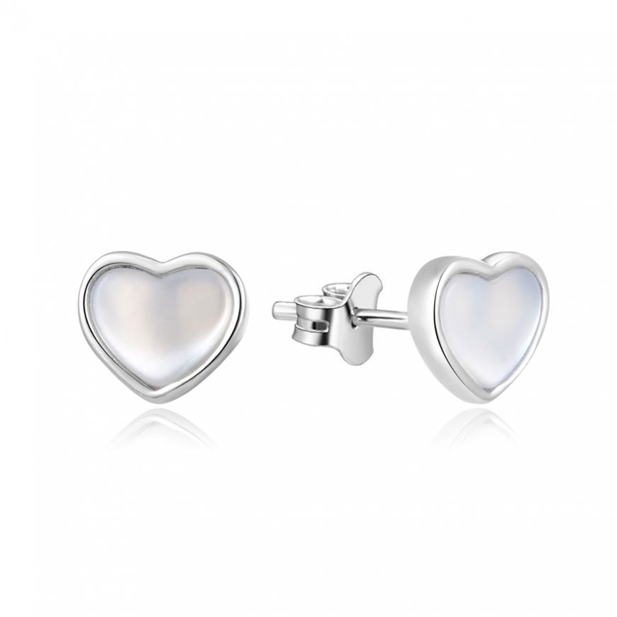 Beneto Silver heart earrings with mother-of-pearl AGUP2355L
