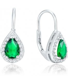 Beneto Silver earrings with green crystal AGUC1161